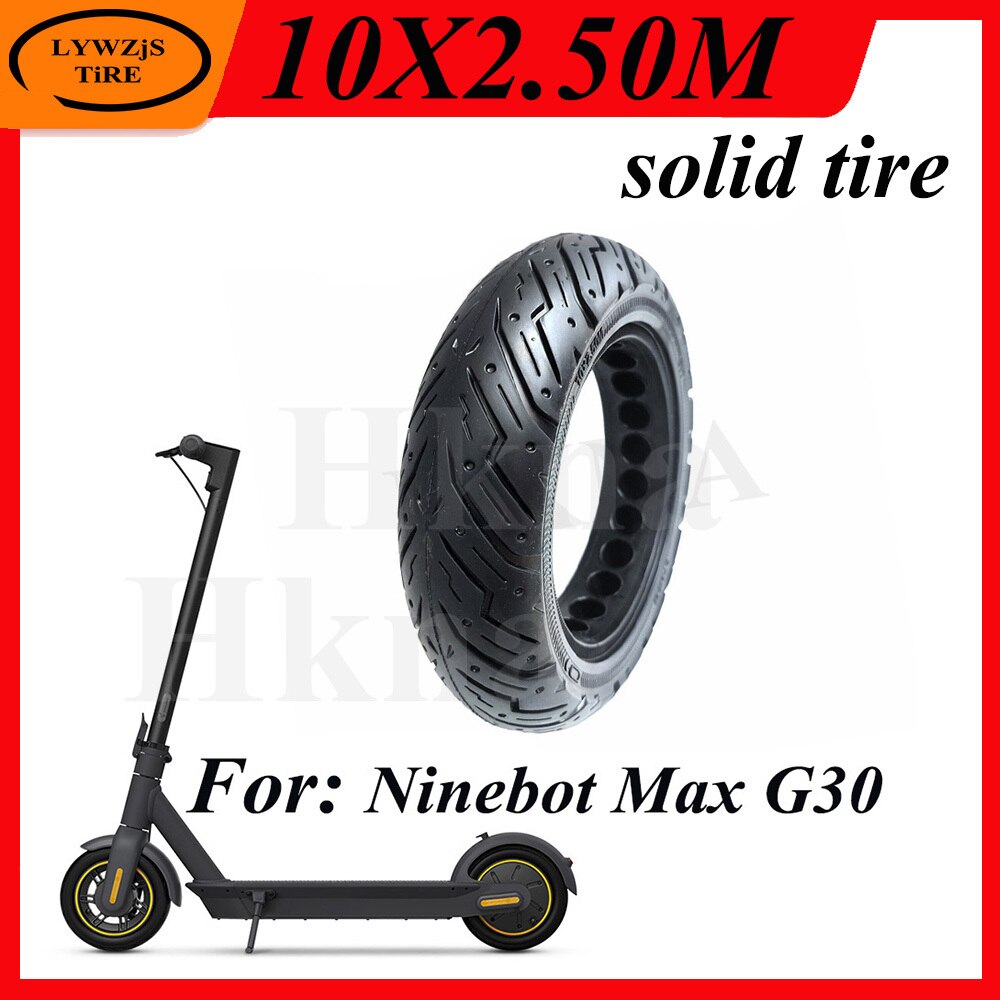 10x2.50M Solid Tire for Xiaomi Ninebot Max G30 Electric Scooter 10 Inch 60/70-6.5 Upgrade and Replace Explosion-proof Tyre