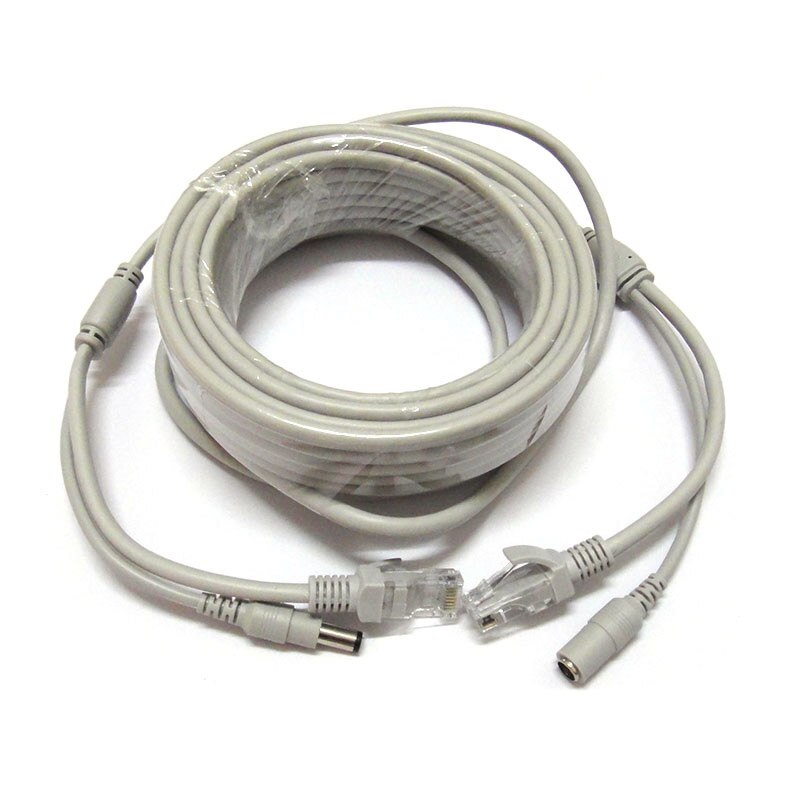 10M 30ft Cctv Netwerk Kabel RJ45 Ip Kabel, 12V Dc Power 2.1X5.5 Mm CAT5/5e Extension Cctv Ethernet Kabel Voor Ip Camera Nvr