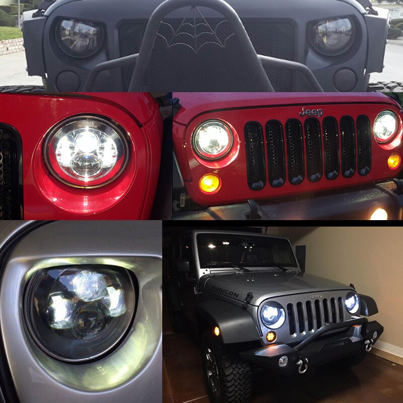 FADUIES 2 Stks 7' Ronde Koplamp lampen Led h4 Koplampen 7 inch Led Koplamp 12 V 24 V Licht Voor jeep wrangler