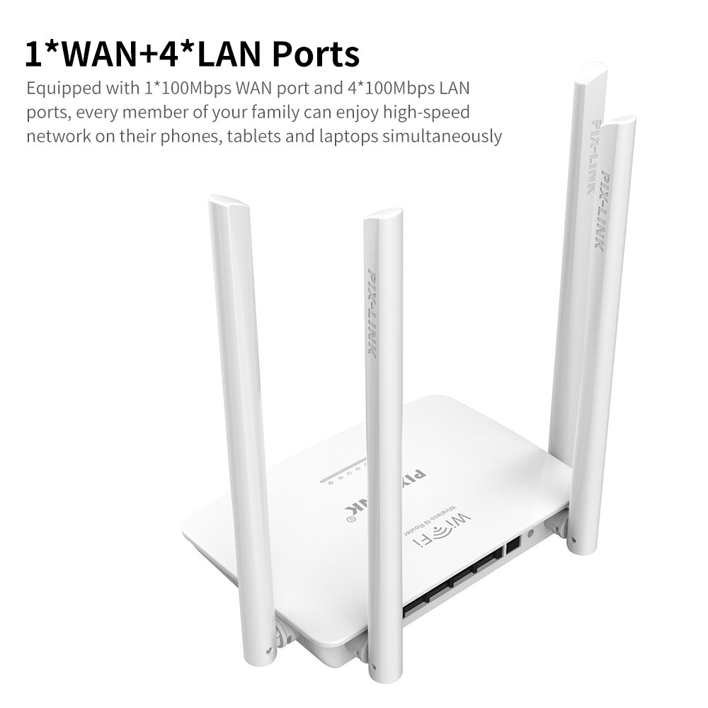 LV-WR08 300Mbps Draadloze Router High-Speed Wifi Router Met 4 Externe Antennes Ondersteuning Wpa/WPA2 Encryptie Wit eu/Us Plug