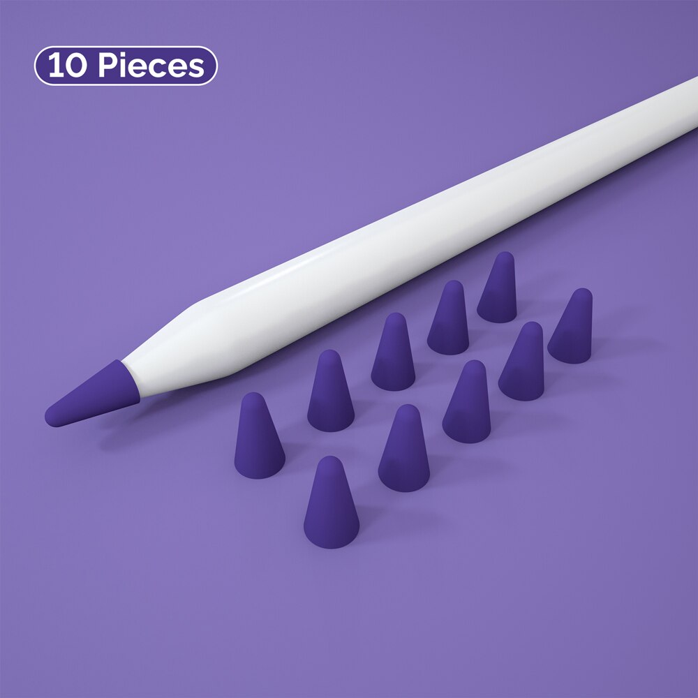 10pcs Silicone Replacement Tip Protective Cover For Apple Pencil 1st 2nd Touchscreen Stylus Pen Cover For Apple pencil Nib Cover: Purple