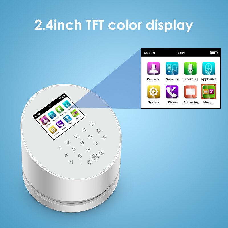 KERUI, Kit de bricolaje, W2 sistema de alarma WIFI/GSM 2,4 pulgadas Touch Panel seguridad Detector de movimiento, Sensor de puerta Buglar sistema de alarma
