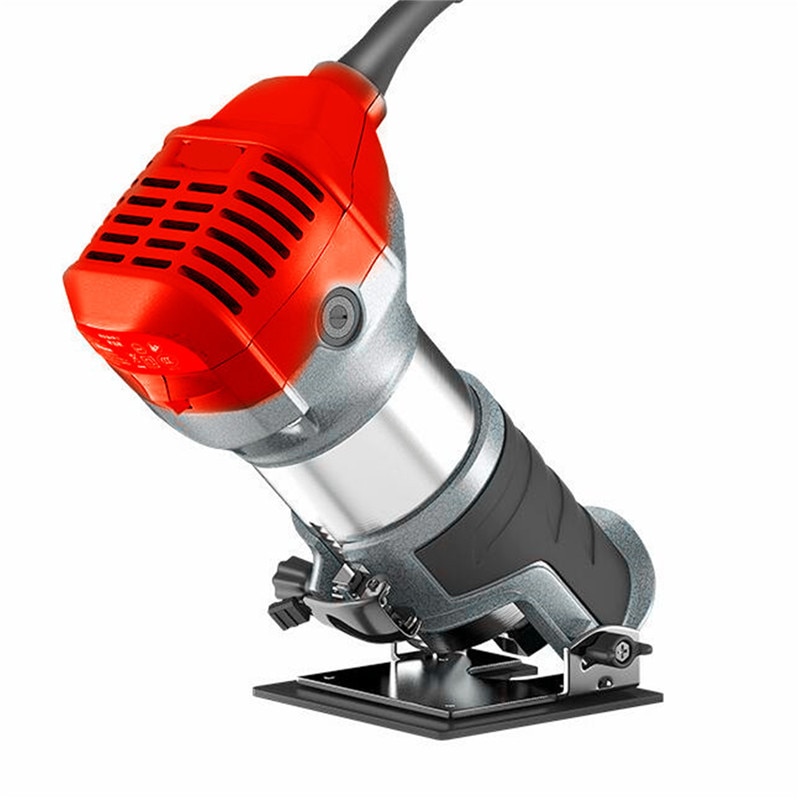 800W Electric Hand Trimmer + Adjustable Balance Trimmer Base Shield Wood Work Shank Trim Router Edge Molding Woodworking Tool