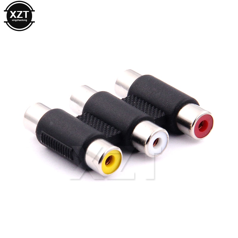 1Pcs Jack Connector Koppeling Adapter Triple 3RCA Av Audio Video Vrouw Extension Adapter Voor Multimedia