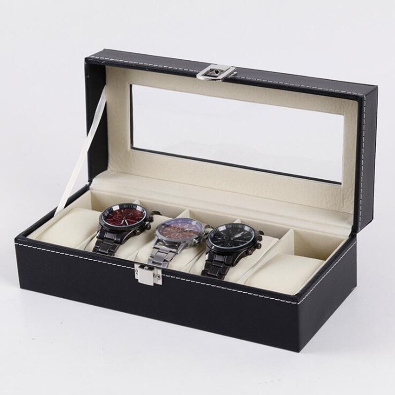3/4/5/8 Grids Pu Lederen Horloge Doos Sieraden Display Horloge Case Houder Organizer Voor Mannen Quartz Horloge beste Cadeau: 5 Grid Watch Box
