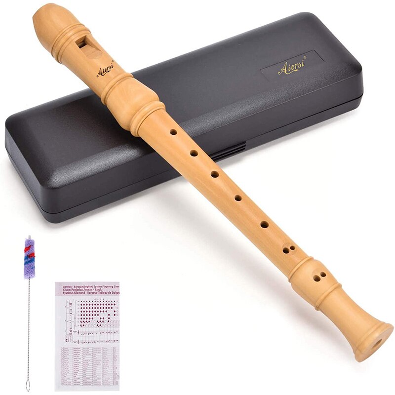 Aiersi Duitse Of Barokke Stijl Sopraanblokfluit Fluit 3 Stuk Maple Hout Professionele C Sleutel Blockflute Met Hard Case: Baroque Style