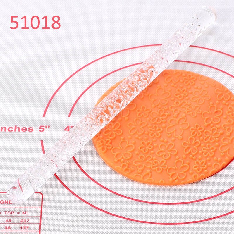 1 pieza de utensilio de cocina para Fondant, rodillo para repostería, patrón con relieve, herramientas antiadherentes, acrílico transparente: 51018