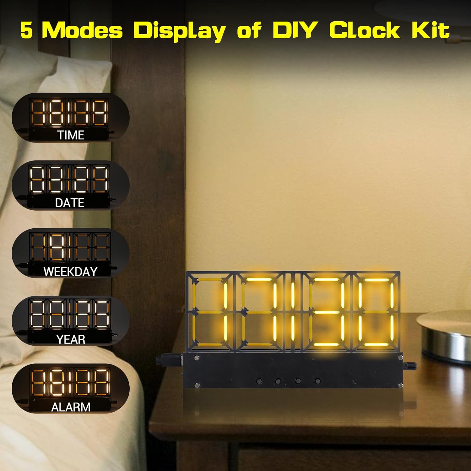 DIY Soldering Practice Project Kit 4-Bit Digital Alarm Clock Kit with Lighting Adjustment DIY Electronic Kit for Adult Teens
