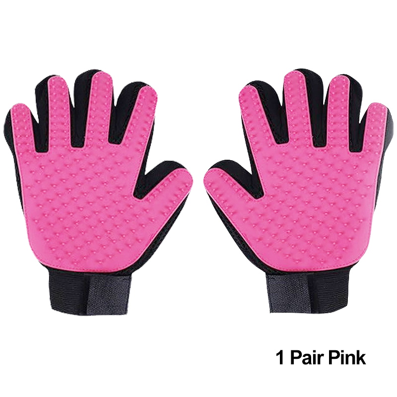 Gant pour animaux de compagnie en Silicone souple chien chat brosse pour animaux de compagnie Massage nettoyage doux efficace chat toilettage gant chien fournitures de bain gant pour animaux de compagnie peignes: 1 Pair Pink