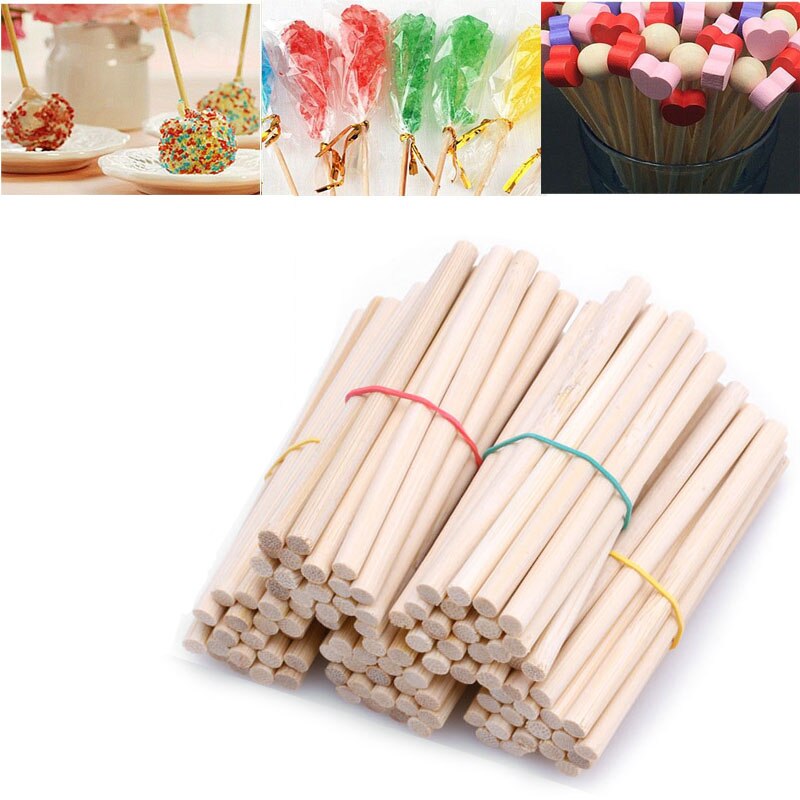 100 stuks Pop Eten Sucker Bamboe Sticks Chocolate Cake Lolly Sweet Candy DIY HandCrafts