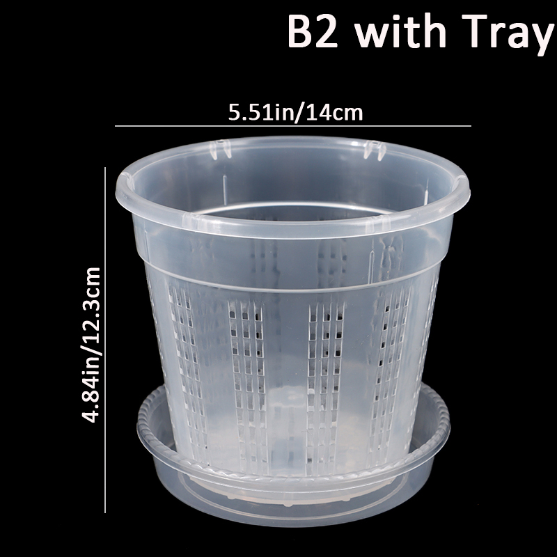 Household Garden Planter Hollow Drainage Pots With Holes Transparent Orchid Baskets Plastic Breathable Flower Pot Accessories: Burgundy