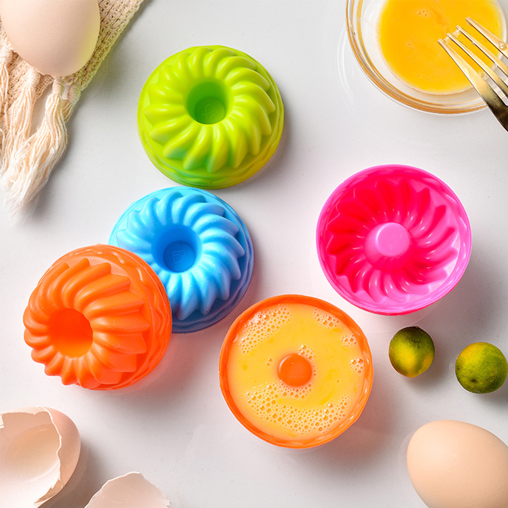 6 pezzi stampi per torte in silicone muffin tazze per torte crostata di uova cupcake dessert stampo da forno strumenti da forno colore casuale