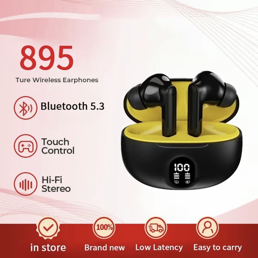 2024 Neue HEISSE 895-Bluetooth-Kopfhörer mit Geräuschunterdrückung, digitale Anzeige, lange Akkulaufzeit, ohne Verzögerung, Geräuschunterdrückung, Gaming-Te
