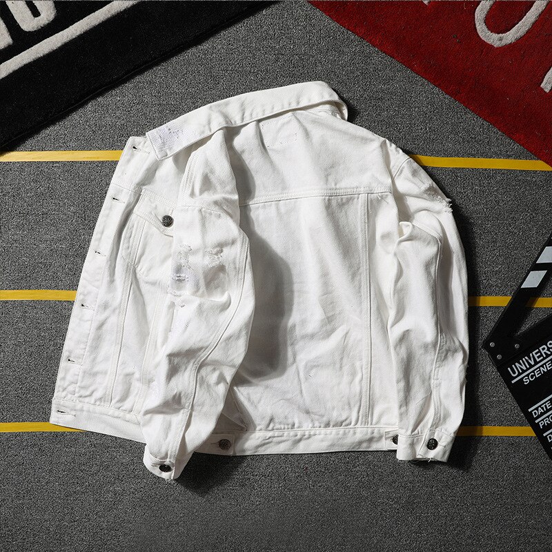 Męska kurtka dżinsowa męska wiatrówka Streetwear jeansowa kurtka Homme zwykły modny płaszcz różowy biały czarny 5XL