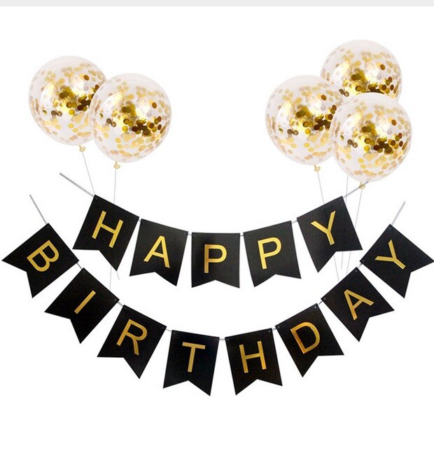 1 set grattis på födelsedagen brev banderoll roséguld konfetti luftballonger baby shower födelsedagsfest dekorationer unga flickor barn pa: 2