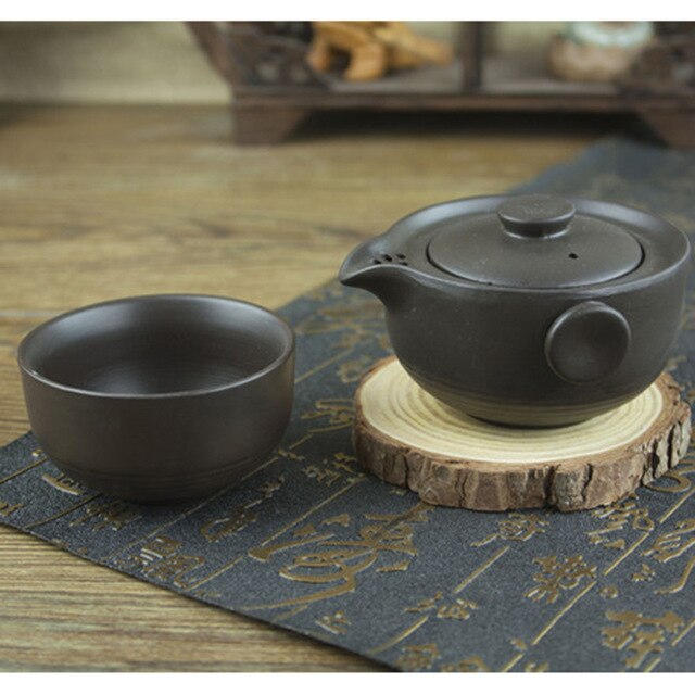 Ceramics black Tea set Include 1 Pot 1 Cup, Travel teapot gaiwan,Beautiful and easy teapot kettle,kung fu teaset: Default Title