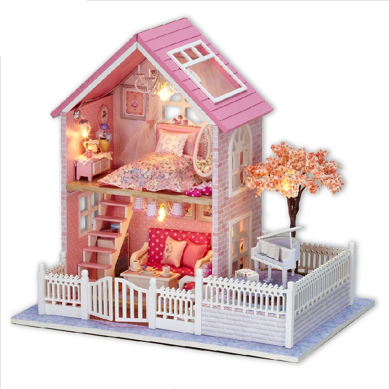 NETTE ZIMMER Neue Kunst DIY Puppenhaus Miniatur Holzspielzeug Puppenhaus Miniaturas Möbel Spielzeug Haus Puppe Spielzeug