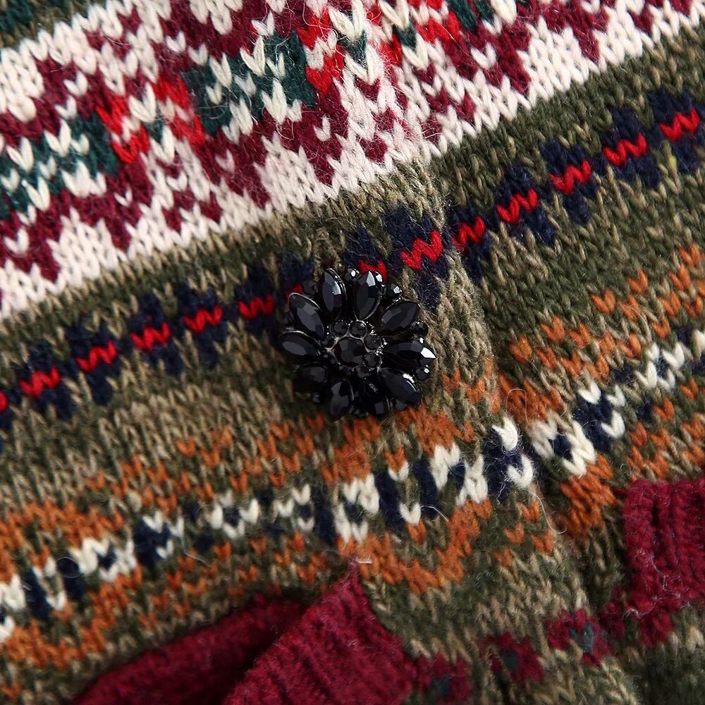 Höst vinter dam jacquard stickad tröja väst v-ringad väst dam väst varma stickade linnen
