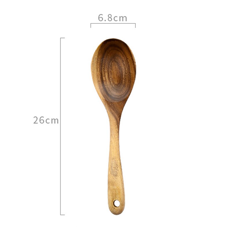 Natuurlijke Houten Lepel Vork Grote Soep Lepel Salade Opscheplepel Vork Set Lange Steel Lepel Houten Servies Keuken Houten Gebruiksvoorwerpen: 1 Spoon