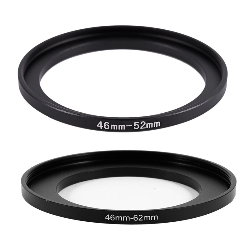 2Pcs Camera Onderdelen Lens Filter Step Up Ring Adapter Zwart-46Mm-62Mm & 46Mm-52Mm