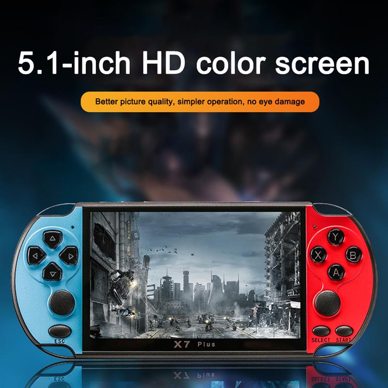 X7 Plus de consola de juegos Retro doble balancín 5,1 pulgadas Hd LCD portátil de 8G películas consola de juego Built-in10000 juegos