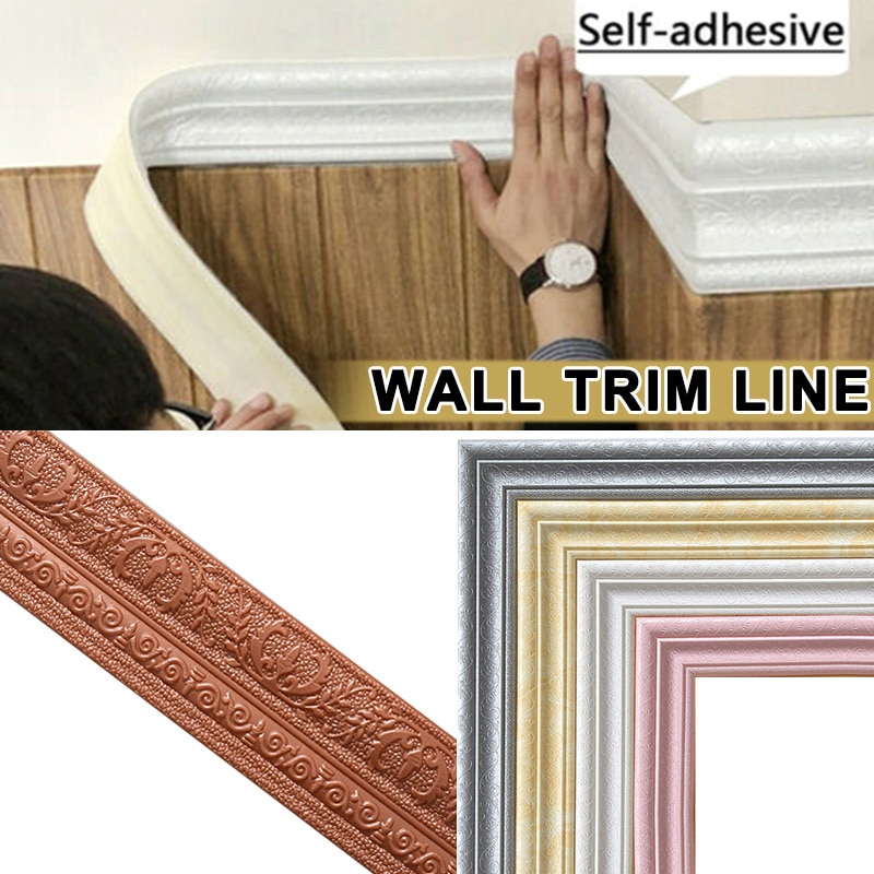 Wall Trim Line Skirting Border 3D Pattern Sticker Decoration Self Adhesive Waterproof Strip SEC88