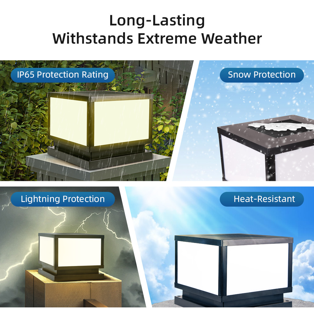 Luces LED solares para valla con Control remoto, 4 colores, lámparas solares impermeables para exteriores, luz Solar para porche y jardín, luz Solar de Pilar LED