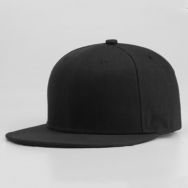 Solid sort hip hop flade hatte snapback seje mænd billige baseball kasketter kvinder casual kasket gorras planas hip-hop hat 16 farver: Sort