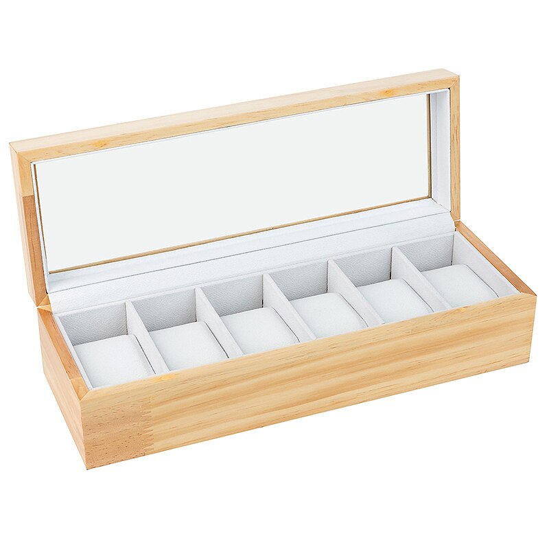 Solid Wood Watch Box Organizer with Glass Display Top By Case Elegance