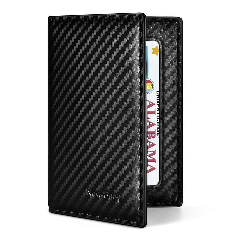 NewBring porte-monnaie porte-carte d'identité en Fiber de carbone noir pour hommes