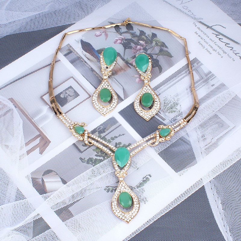 Jiayijiaduo-conjunto de joyas de boda para mujer, accesorios de ropa de verano, cristal azul, americana, color dorado,
