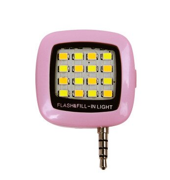 Portátil de 3,5mm Mini Selfie Flash LED de luz RK05 para cámara iPhone, IOS, Android Smartphone múltiples Selfie sincronización fotografía: Pink