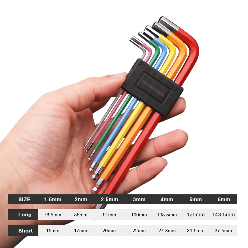 Juego de llaves Allen para bicicleta, llave L Universal, 7 Uds., herramienta de llaves Torx Star con extremo de bola, Kit de herramientas de reparación de bicicletas de montaña y carretera para 1,5/2/2, 5/3/4/5/6mm