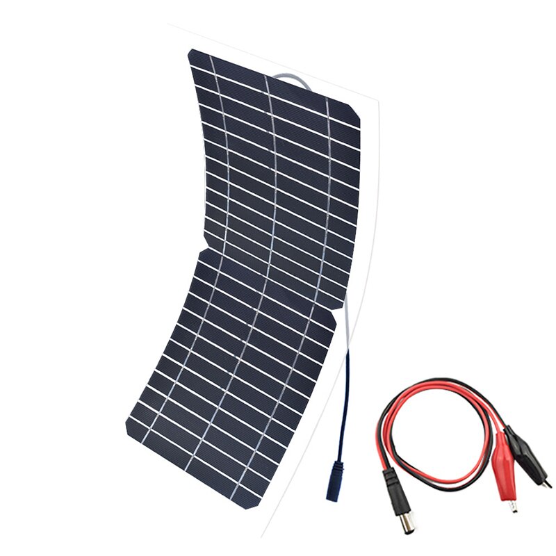 DC12V 10W Portable Solar Panel semi-flexible Monocrystalline Solar Cell Outdoor Connector DIY Solar Charger Panel Solar Power