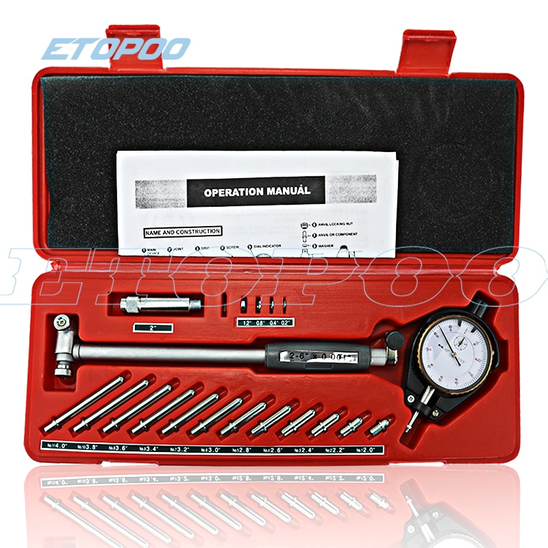 2" - 6" Bore Gauge 0.001" Deep Engine Hole Cylinder Measurement Gage Cylinder 50-160mm 0.01mm Dial Bore Indicator Gauge