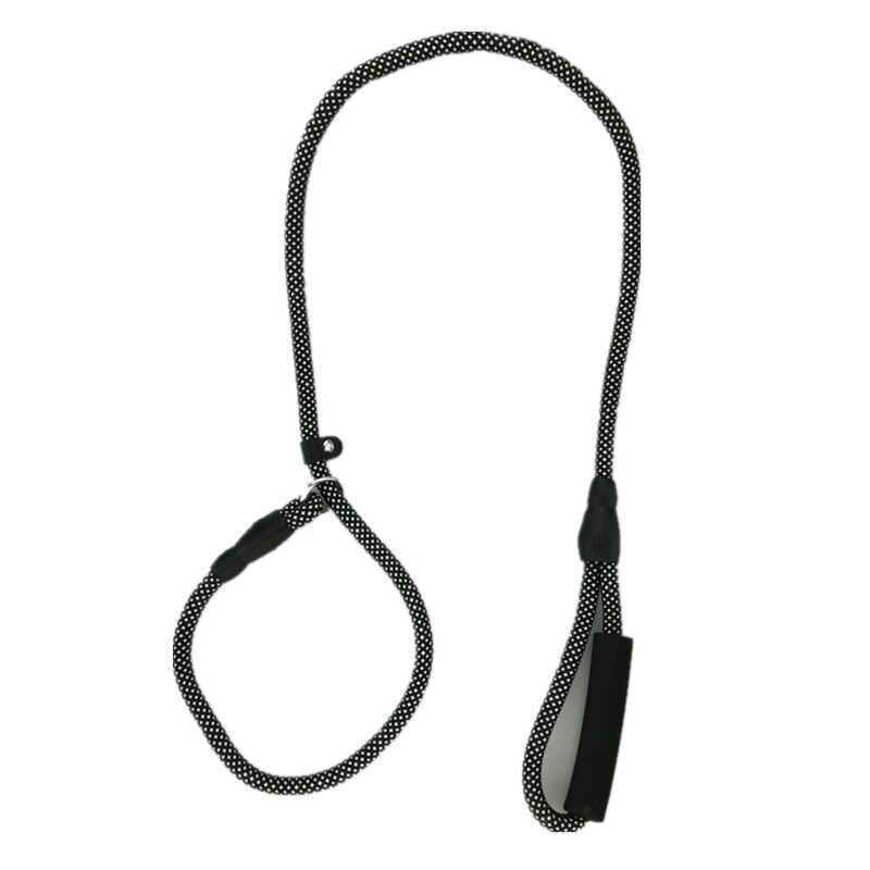 Pitting patroon Nylon Dog Training Leash verstelbare Honden P Keten Anti Kraag Wandelen Leidt Touw Foam handvat huisdier Trekkabel: Black / 0.8cmX150cm