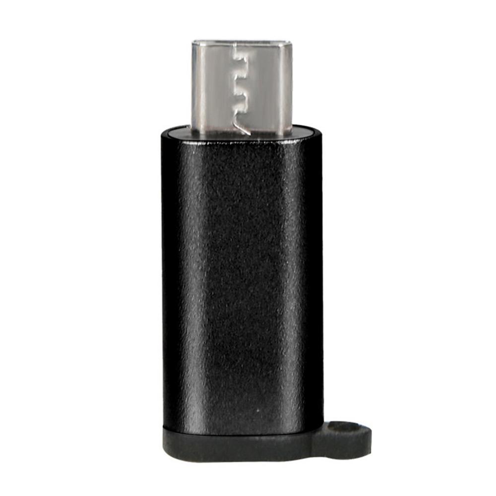Mini Aluminium USB-C naar Micro USB Adapter met Sleutelhanger Draagbare Anti-verloren USB Type-C naar Micro USB convert Connector: black
