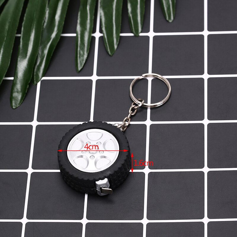 Tire Shape Keychain Ruler Mini Retractable Tape Measure Ruler Auto Parts Model Thicker Wheel Tyre Tire Keychain