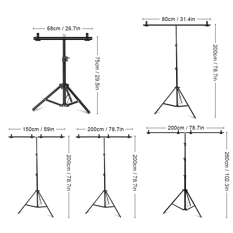 Fotografia em forma de t quadro de fundo foto pano de fundo stands sistema de apoio com grampos de saco para estúdio de fotos vários tamanhos