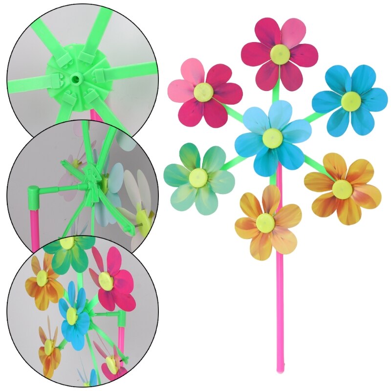 Flower Pattern Spinner Wind Windmill Kids Children Toys Garden Yard Decoration