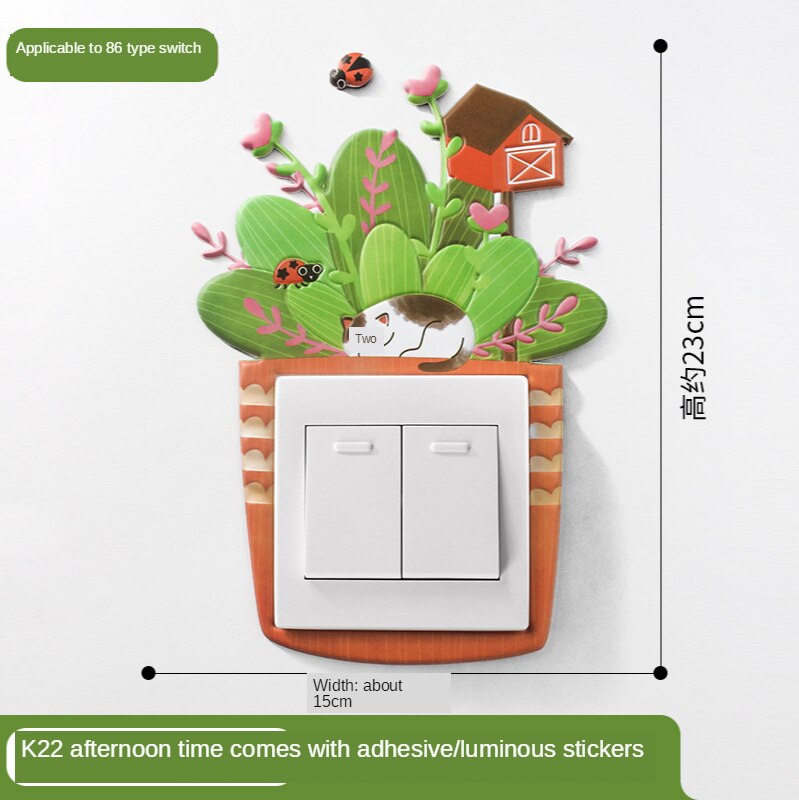 Luminous Cartoon Switch Sticker 3D Silicone On-off Switch Sticker DIY Decoration Fluorescent Livingroom Kids Room Switch Cover: Red