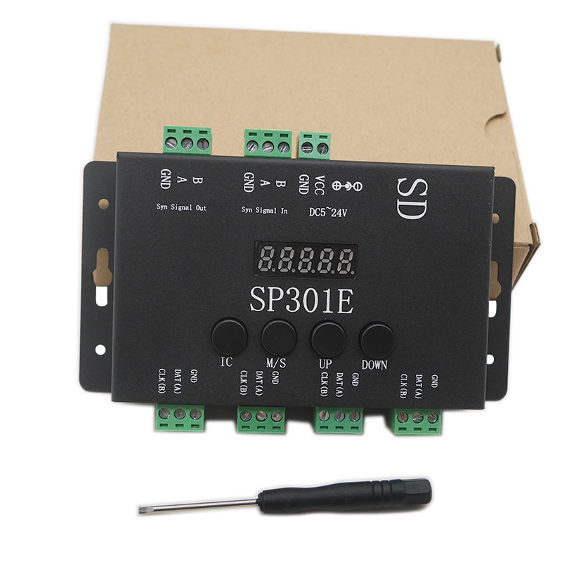 Sp301e syn signal programmerbar pixel led controller för  ws2811 ws2813 ws2812b sk6812 apa 102 pixel led strip panel ljus ,dc5-24v