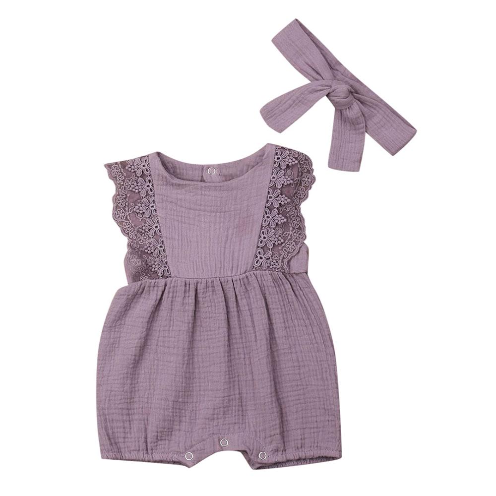 Autumn Winter Toddler Newborn Kids long sleeve lace Romper Infant Baby Girls Romper Jumpsuit Clothing Outfits Hair Band Outfit