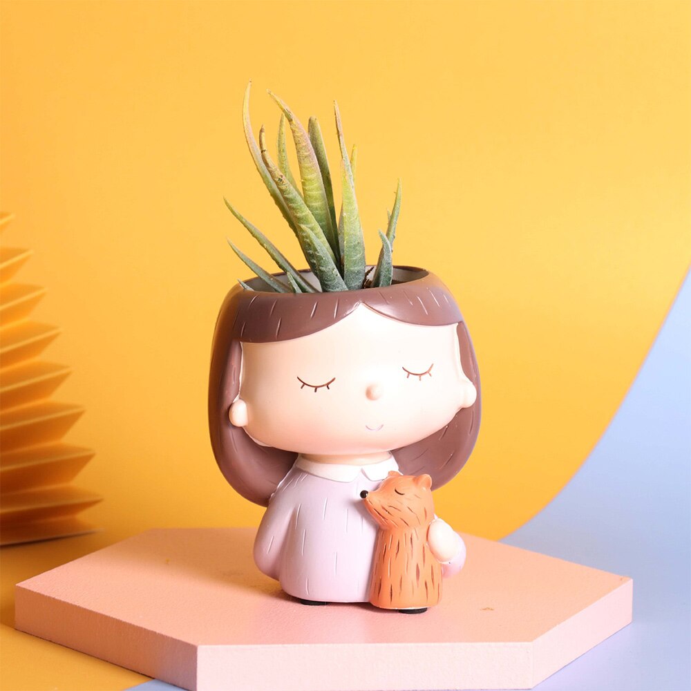 Leuke Meisje Vaas Bloempot Hars Creatieve Gedroogde Bloem Meisje Vaas Ornamenten Handwerk Bloempot Decoratie Home Decoratie