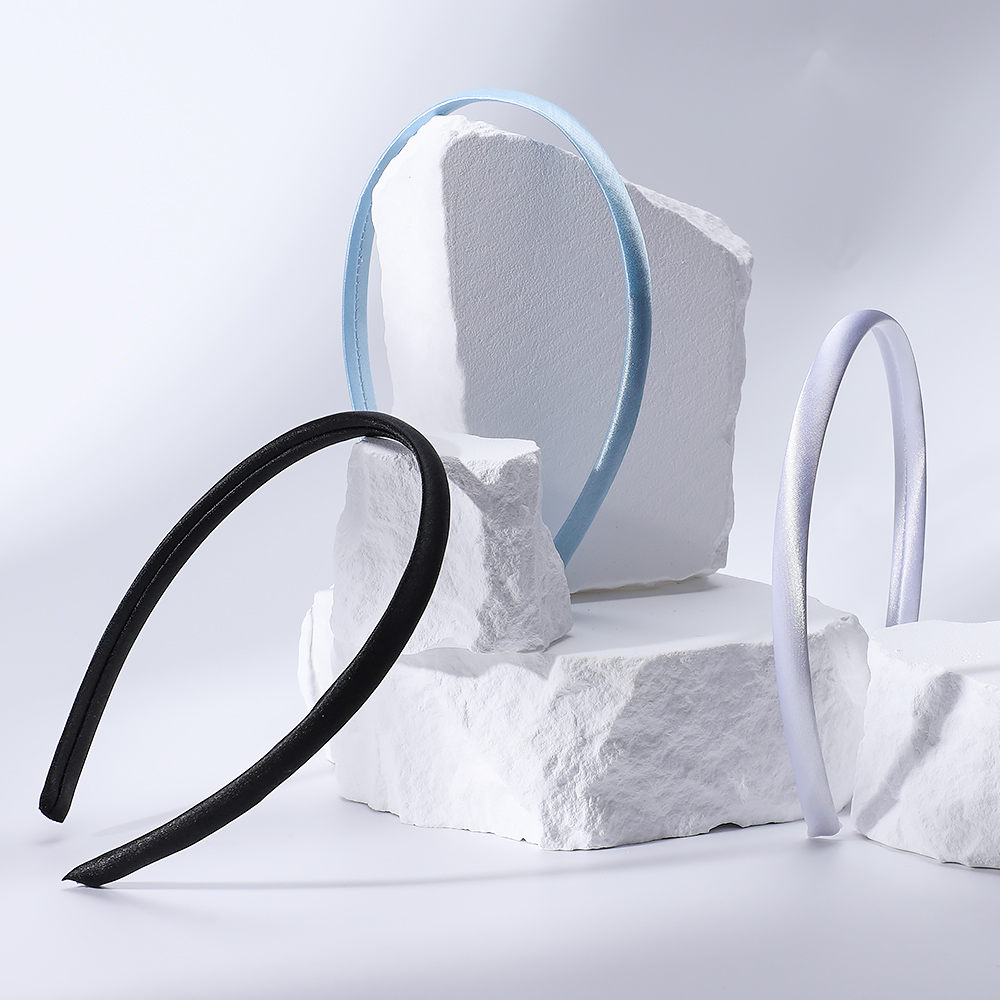 5/10pcs/lot Plain 10MM Satin Headband Girls Fabric Covered Resin Hairbands Plastic Headbands Kids Elastic Bands Hair Accessories