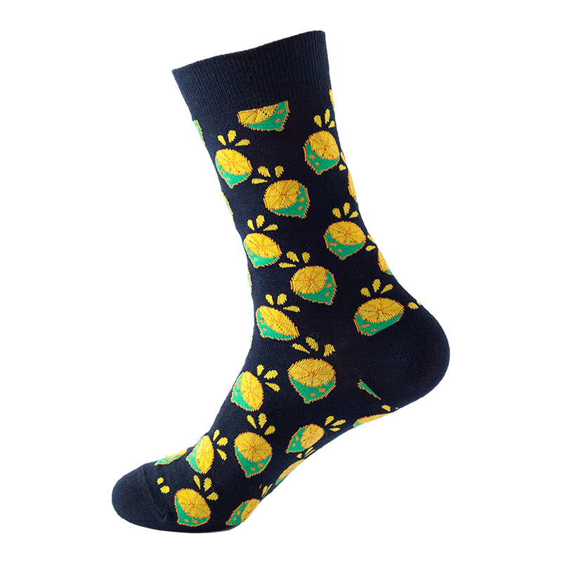 Calcetines felices de algodón para hombre y mujer, medias informales de Hip Hop Harajuku, fruta divertida, comida, tortilla, hamburguesa, aguacate, Sushi, cereza: Naranja