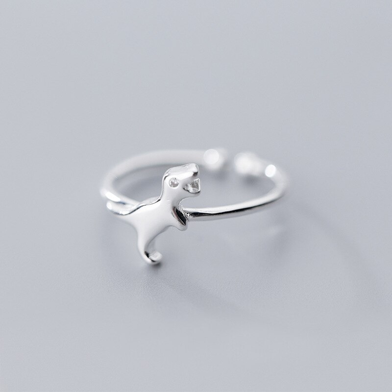 Mloveacc 100% 925 Solid Echte Sterling Zilver Vrouwen Lady Sieraden Dinosaur Charm Ring Opening Grootte Meisjes Dame: Default Title