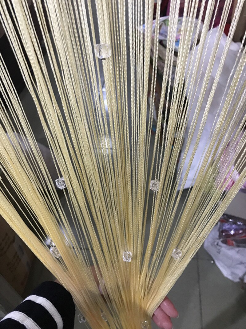 Beaded Curtain String Beads Door Curtains Thread Window Wall Panel Room Divider Doorway Home Living Room Wedding Decor: beige yellow