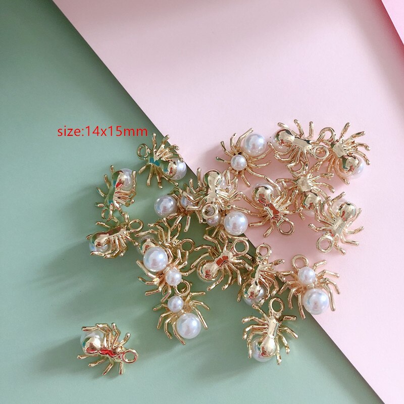 10 teile/paket Spinne Metall Goldene Farbe Reize Anhänger Anhänger Schmuck, Der Zink Legierung 14x15mm