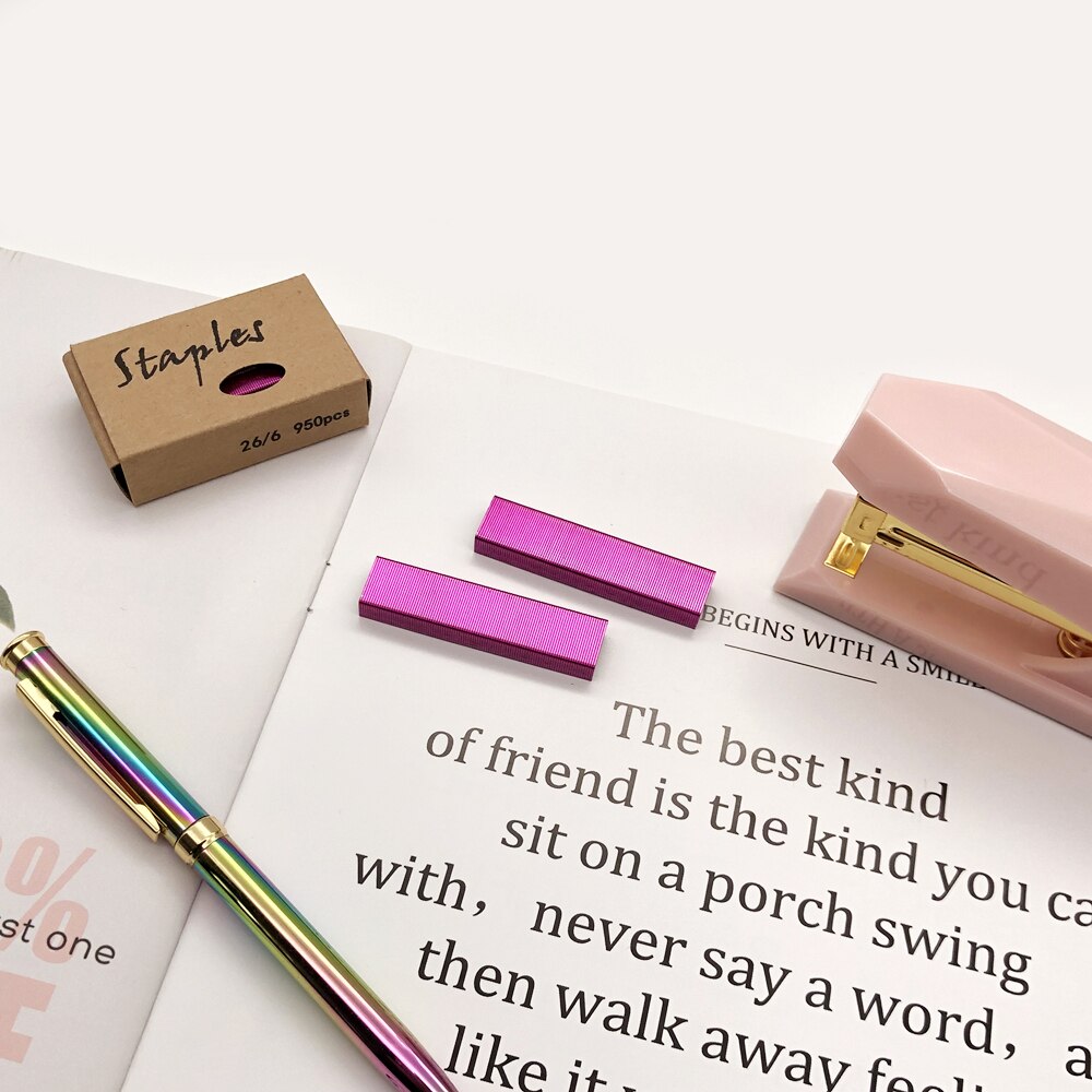 6 Box Rose Red Staples Standard Stapler Refill 26/6 Size 5700 Staples for Office School Stationery Supplies